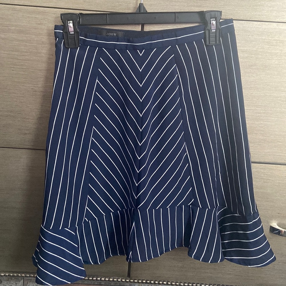 J. Crew Navy Blue Stripped Skrit